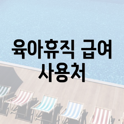 육아휴직 급여 사용처