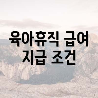 육아휴직 급여 지급 조건