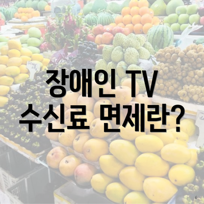 장애인 TV 수신료 면제란?