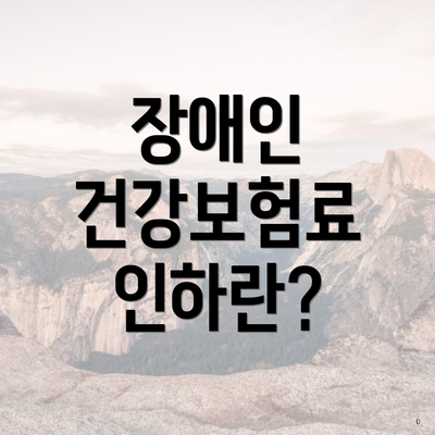 장애인 건강보험료 인하란?