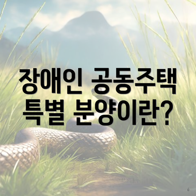 장애인 공동주택 특별 분양이란?