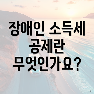 장애인 소득세 공제란 무엇인가요?