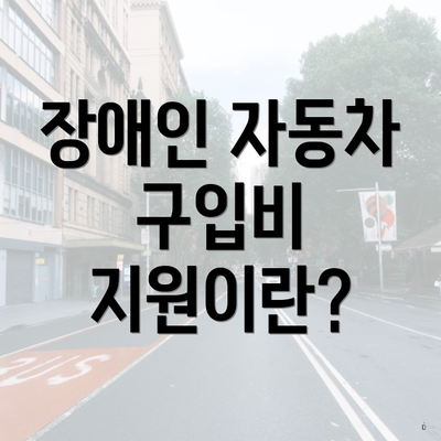 장애인 자동차 구입비 지원이란?