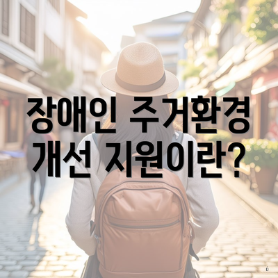 장애인 주거환경 개선 지원이란?