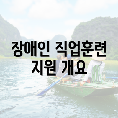 장애인 직업훈련 지원 개요
