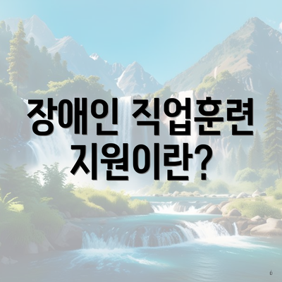 장애인 직업훈련 지원이란?