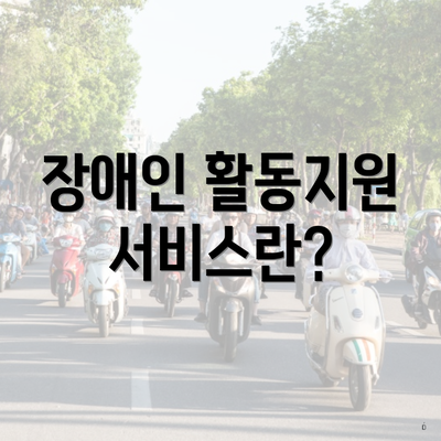 장애인 활동지원 서비스란?