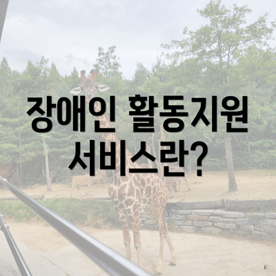 장애인 활동지원 서비스란?