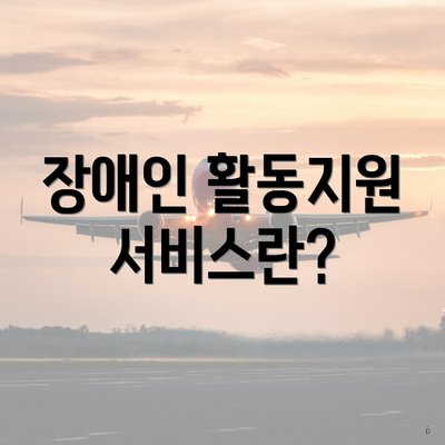 장애인 활동지원 서비스란?