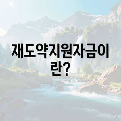 재도약지원자금이란?