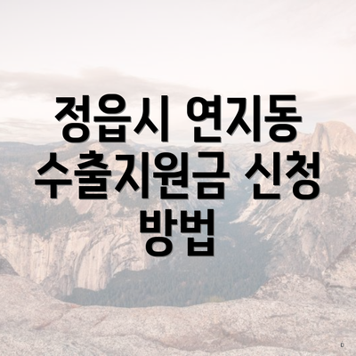 정읍시 연지동 수출지원금 신청 방법