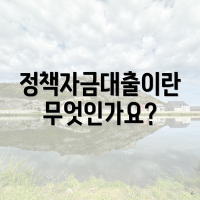 정책자금대출이란 무엇인가요?