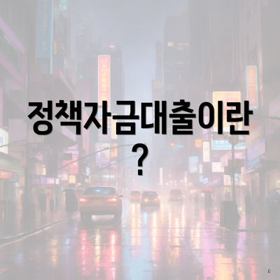 정책자금대출이란?