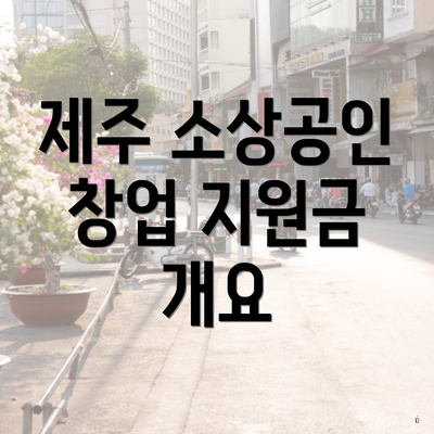 제주 소상공인 창업 지원금 개요