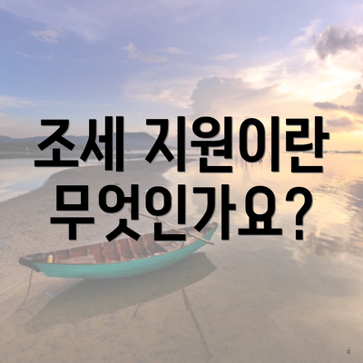 조세 지원이란 무엇인가요?