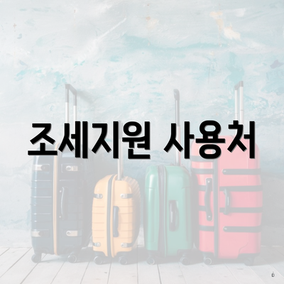 조세지원 사용처