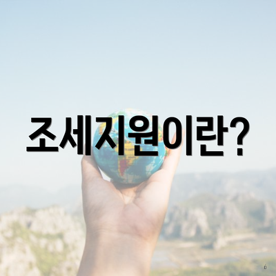 조세지원이란?