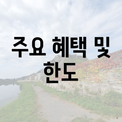 주요 혜택 및 한도