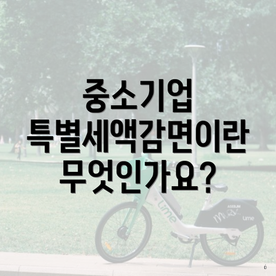 중소기업 특별세액감면이란 무엇인가요?