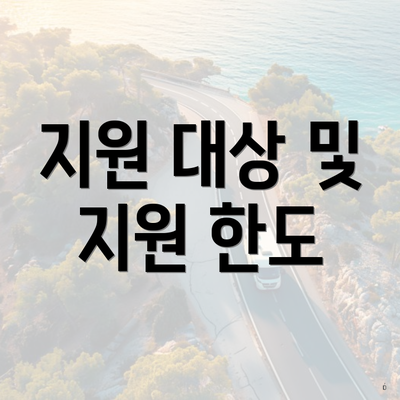 지원 대상 및 지원 한도