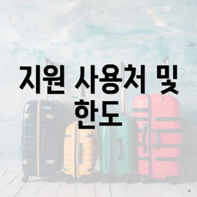 지원 사용처 및 한도