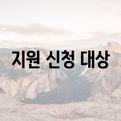지원 신청 대상