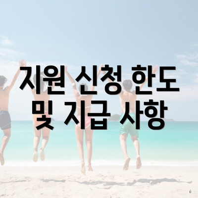 지원 신청 한도 및 지급 사항