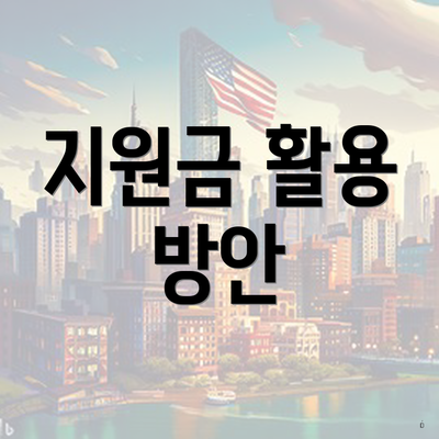 지원금 활용 방안