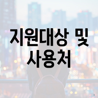 지원대상 및 사용처