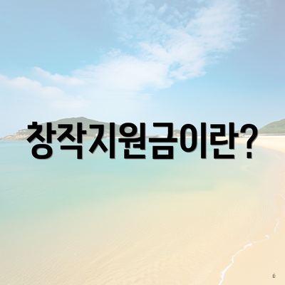 창작지원금이란?