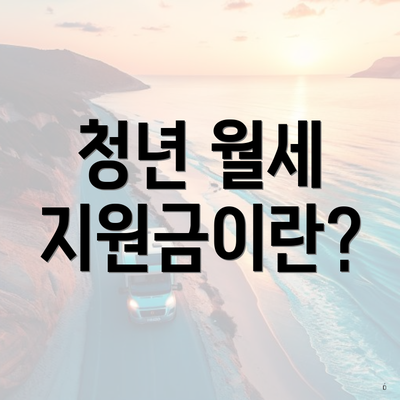 청년 월세 지원금이란?
