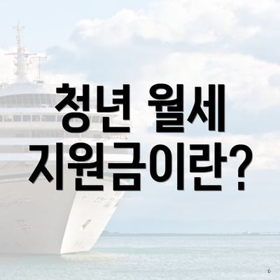 청년 월세 지원금이란?