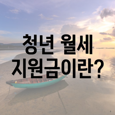 청년 월세 지원금이란?