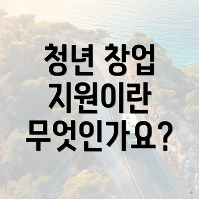 청년 창업 지원이란 무엇인가요?