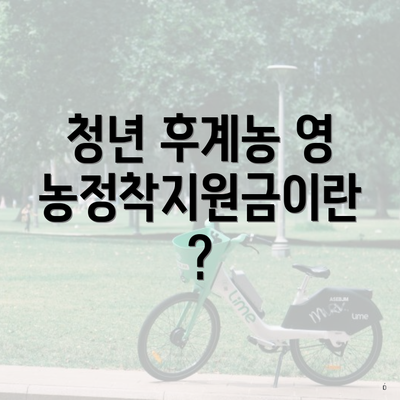 청년 후계농 영농정착지원금이란?
