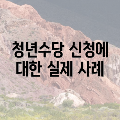청년수당 신청에 대한 실제 사례