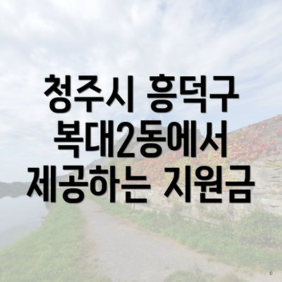 청주시 흥덕구 복대2동에서 제공하는 지원금