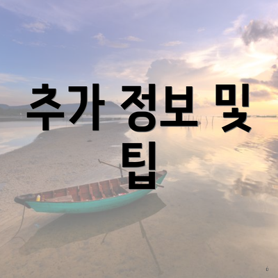 추가 정보 및 팁