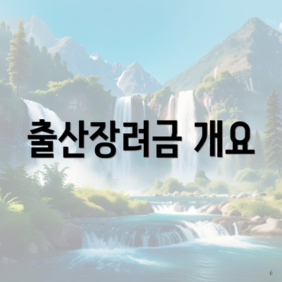출산장려금 개요