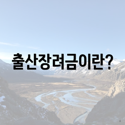 출산장려금이란?