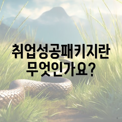 취업성공패키지란 무엇인가요?