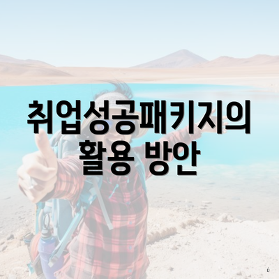 취업성공패키지의 활용 방안