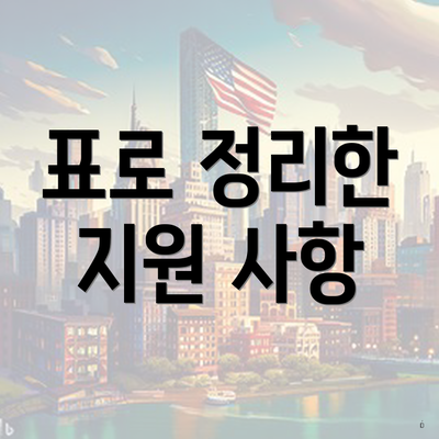 표로 정리한 지원 사항