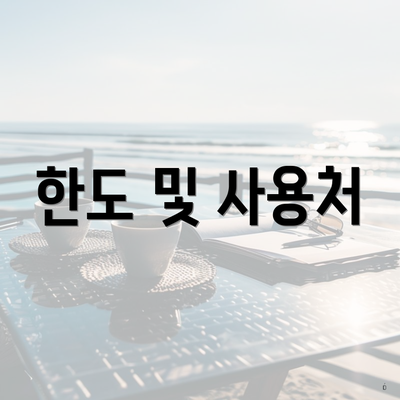 한도 및 사용처