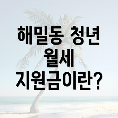 해밀동 청년 월세 지원금이란?
