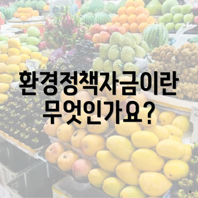 환경정책자금이란 무엇인가요?