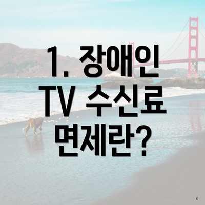 1. 장애인 TV 수신료 면제란?