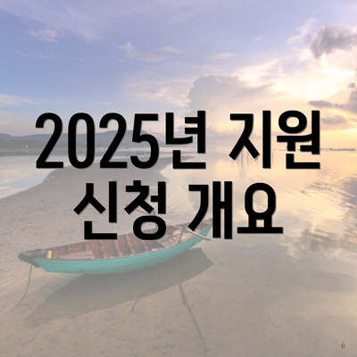 2025년 지원 신청 개요