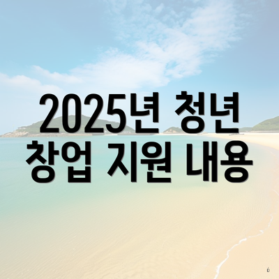 2025년 청년 창업 지원 내용