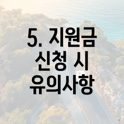 5. 지원금 신청 시 유의사항